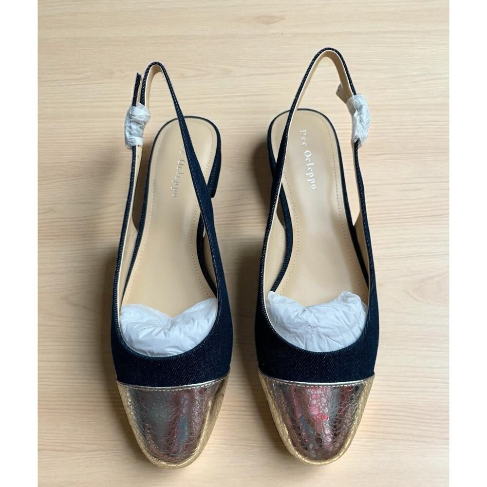 Dee Ocleppo Womens Mumbai Sz. 8.5 Blue Silver Toe Leather Ballet Flats Shoes NIB